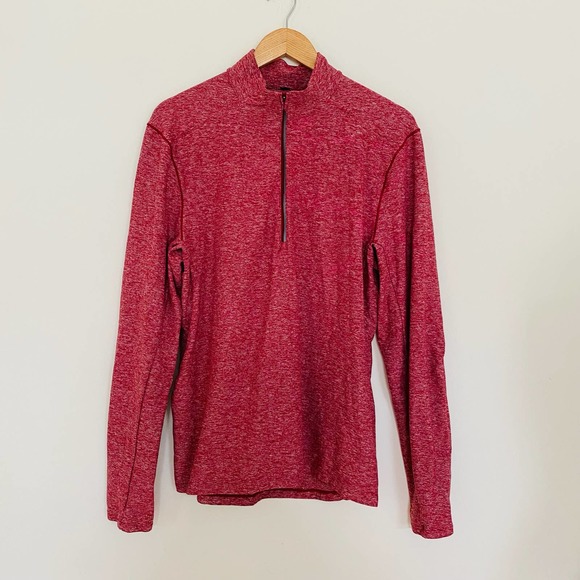 LULULEMON Mens HDSR Heathered Red Surge Warm Half Zip LS Training Top Medium - Picture 3 of 13